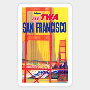 Vintage Fly TWA Travel Print To San Francisco, California Sticker